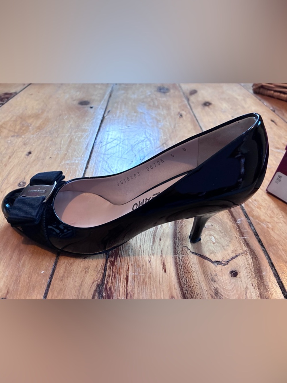 Salvatore Ferragamo Black Patent leather Carla Pumps - Picture 9 of 12